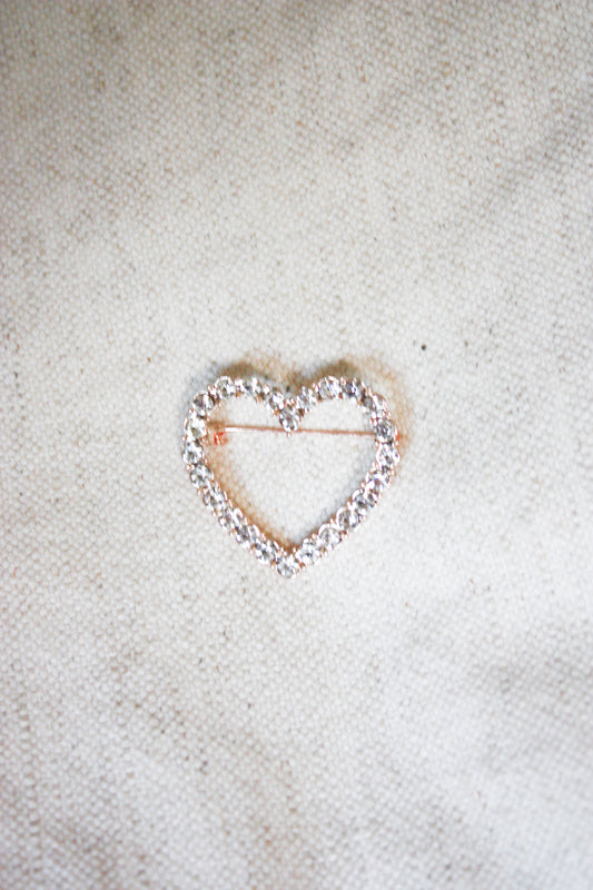 Broche strass hartje goud