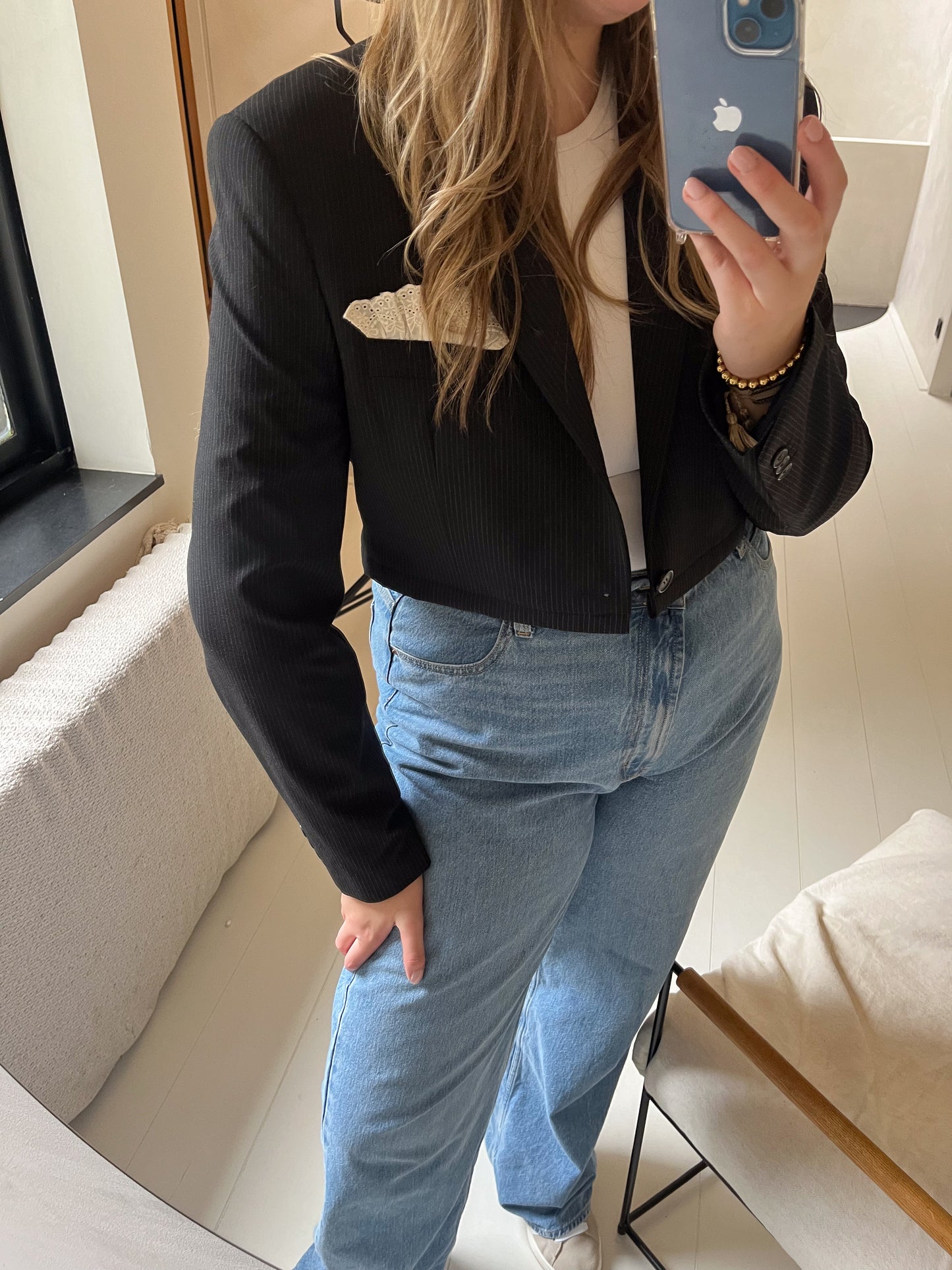 No.3 cropped Ruffle blazer