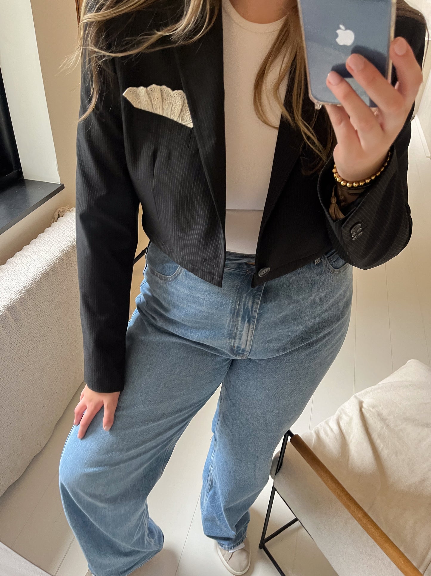 No.3 cropped Ruffle blazer