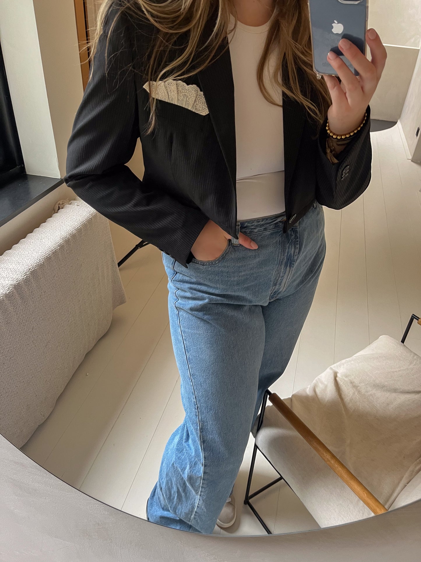 No.3 cropped Ruffle blazer