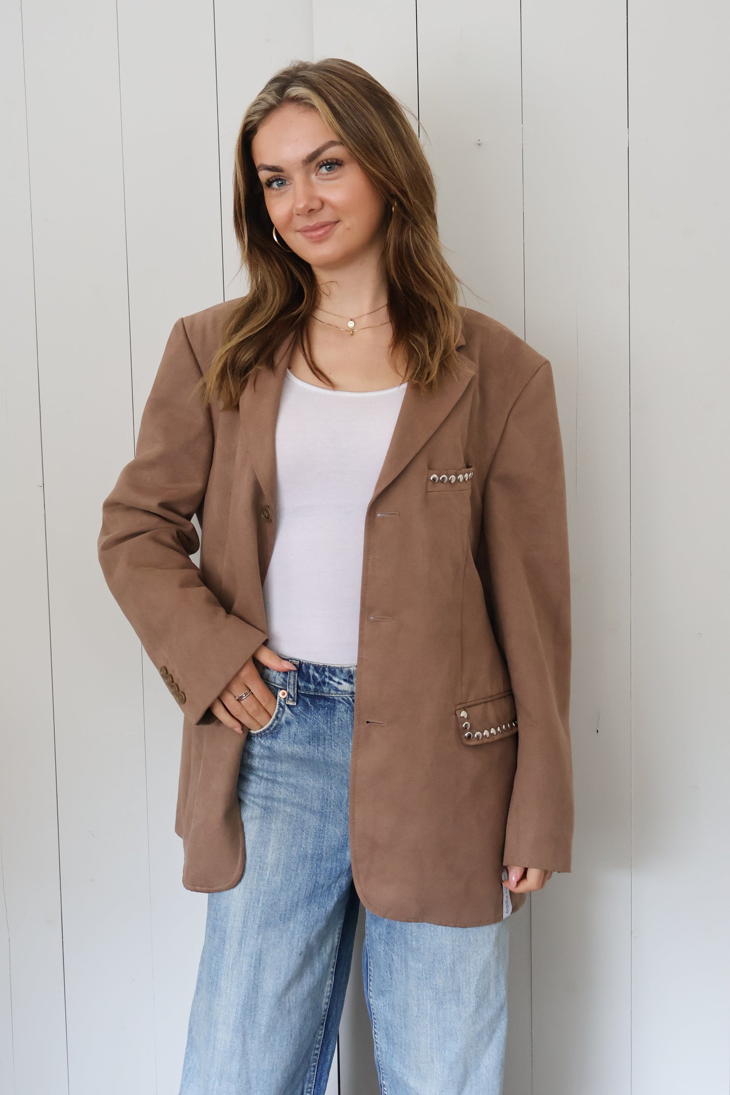 No.299 - Studded suède blazer [L]