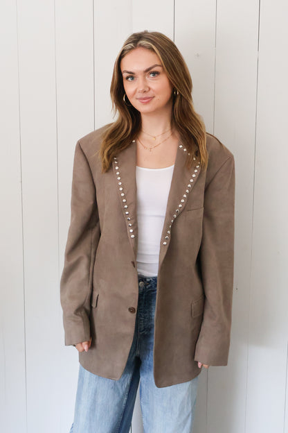 No.306 - Suede tailored studded blazer [XL]