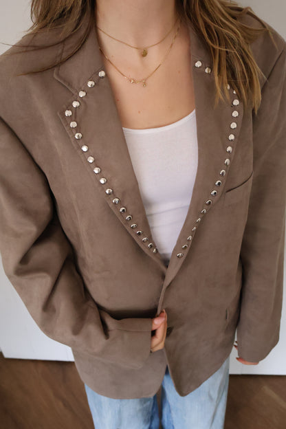 No.306 - Suede tailored studded blazer [XL]