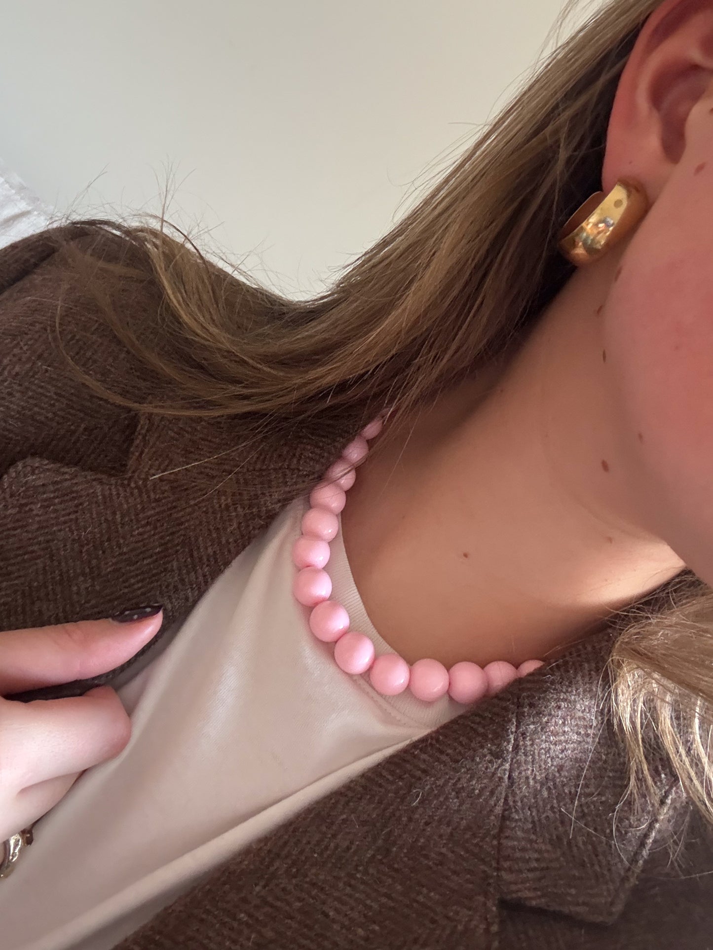 Bold bead ketting - roze